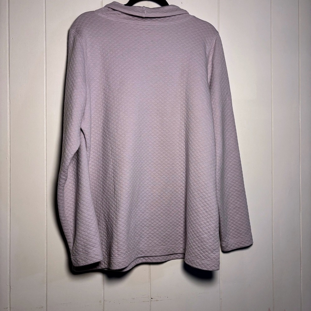 LL Bean Quilted Cowl Neck Pullover Sweatshirt Lavender Purple Sz Large Outdoors - Picture 2 of 11